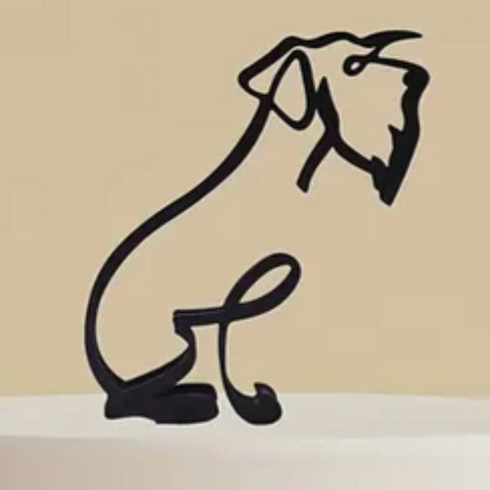 Metal French Schnauzer Minimalist Art Sculpture in Black